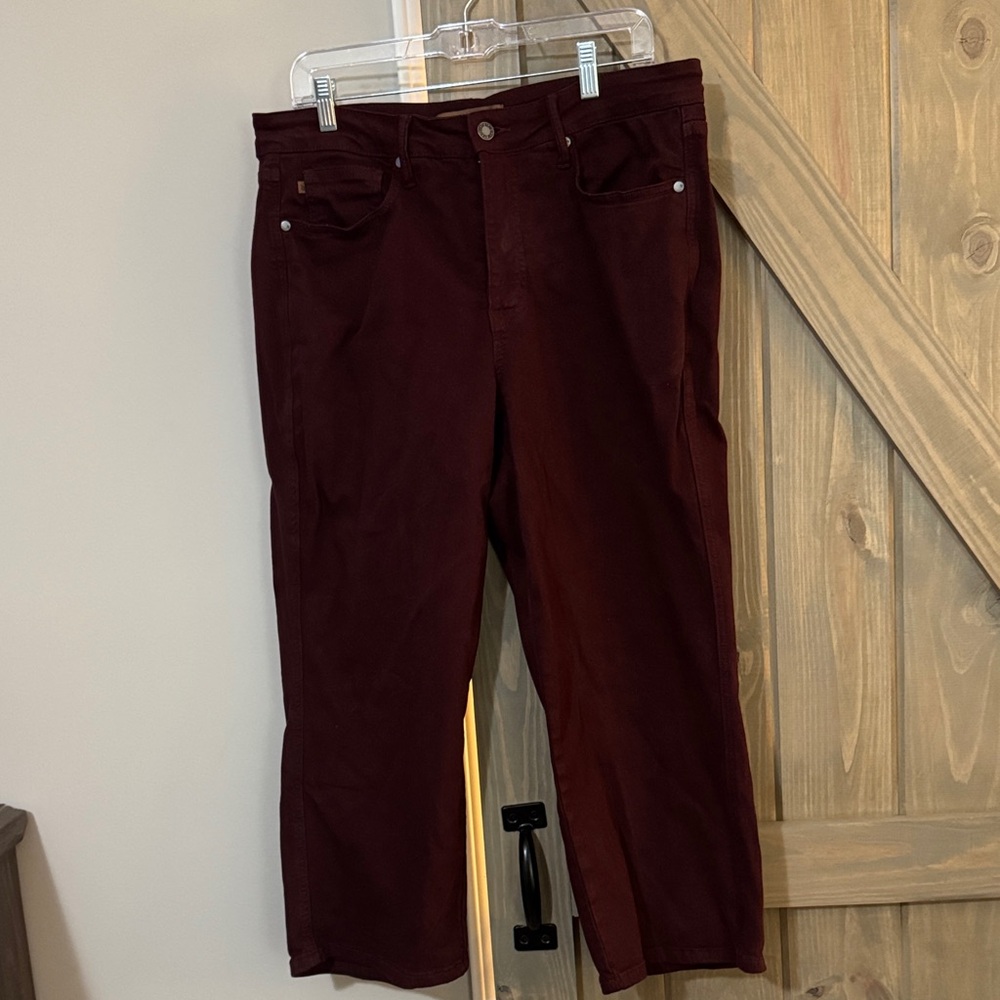 Judy Blue Wide Leg Pants in Deep Wine